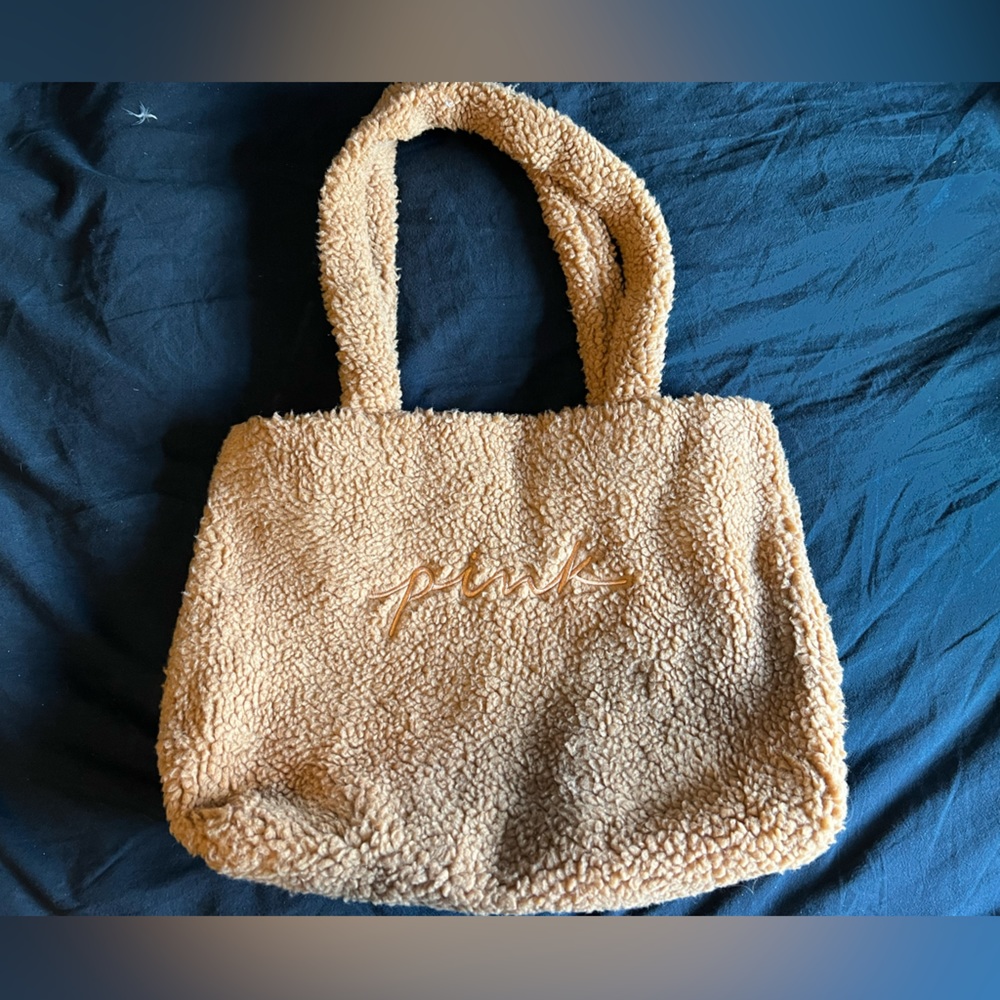 Medium Size Pink Victorias Secret Brown Sherpa Tote